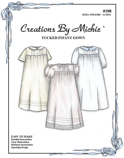 Tucked Infant Gown for Boy or Girl